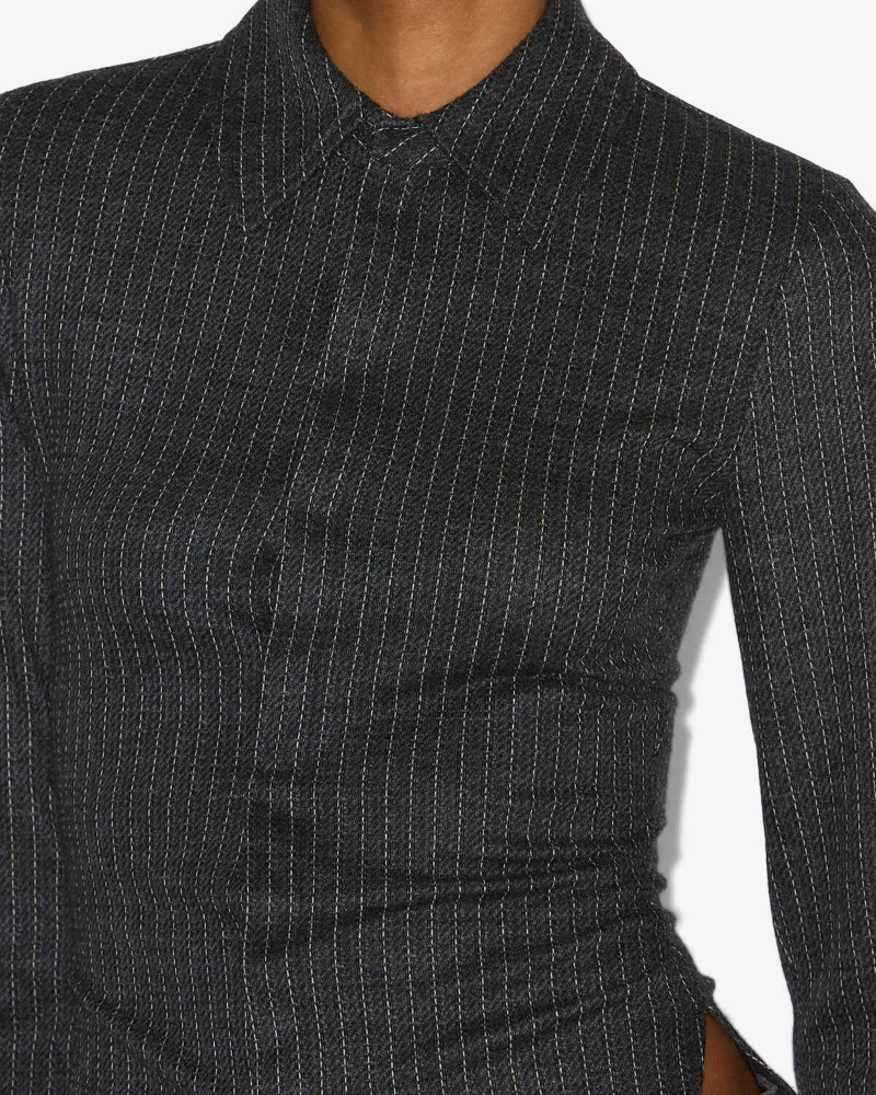 Isabel Marant Romea Pinstripe Shirt In Black