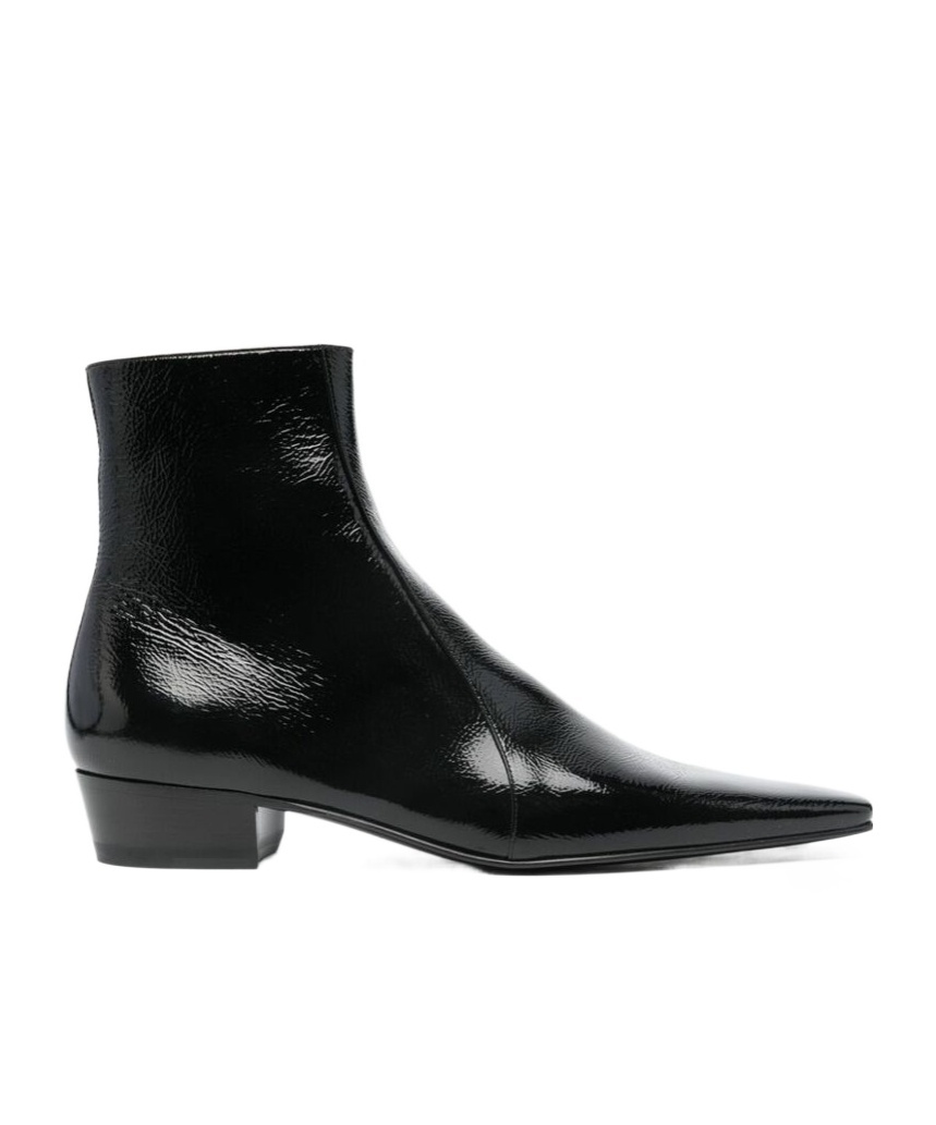 Saint Laurent 35mm Patent-leather Ankle Boots In Black