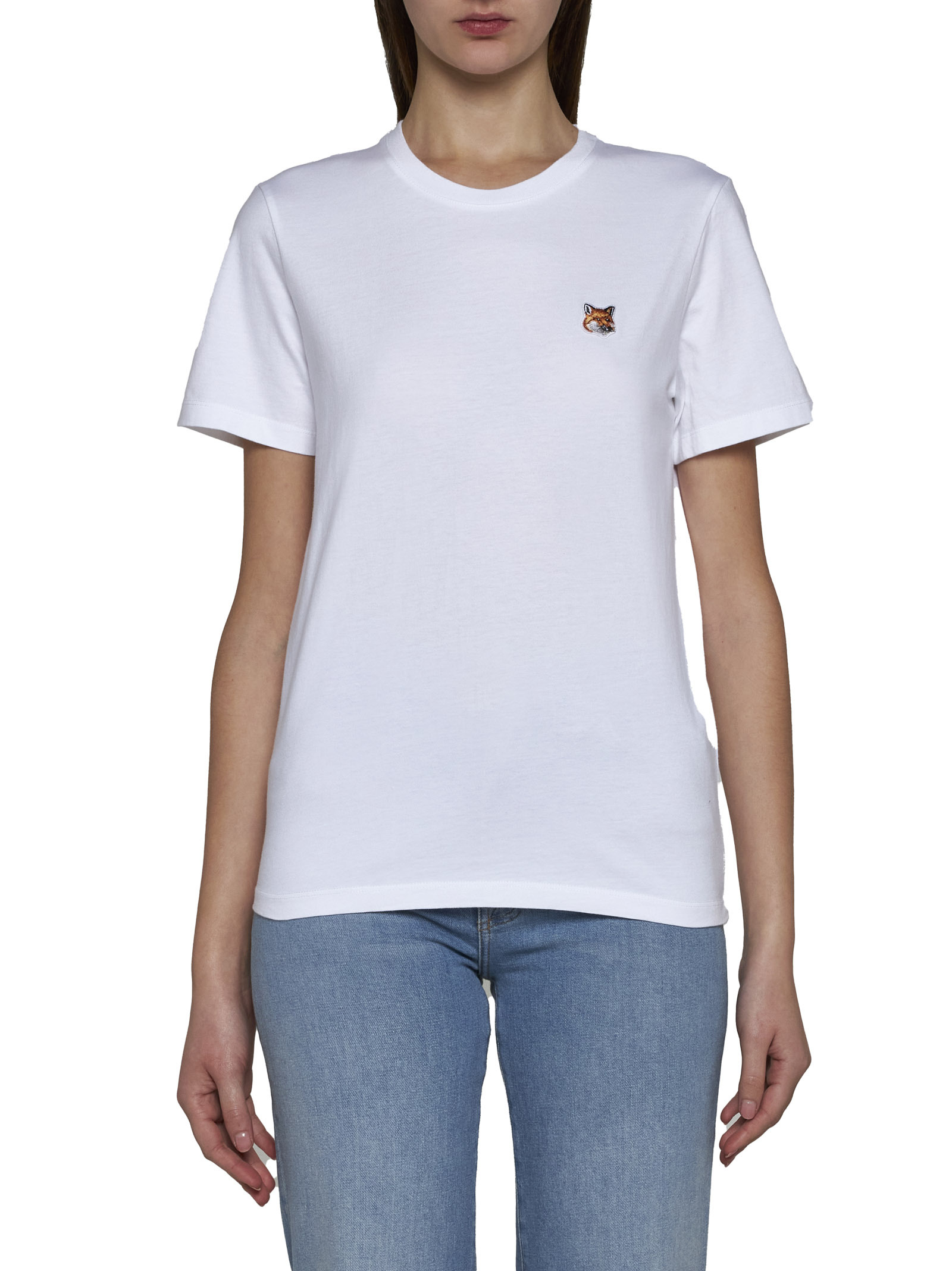 Shop Maison Kitsuné Fox Head-patch T-shirt In White