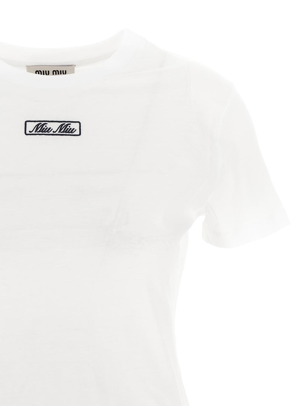 Miu Miu Open-necked Black Shirt In White