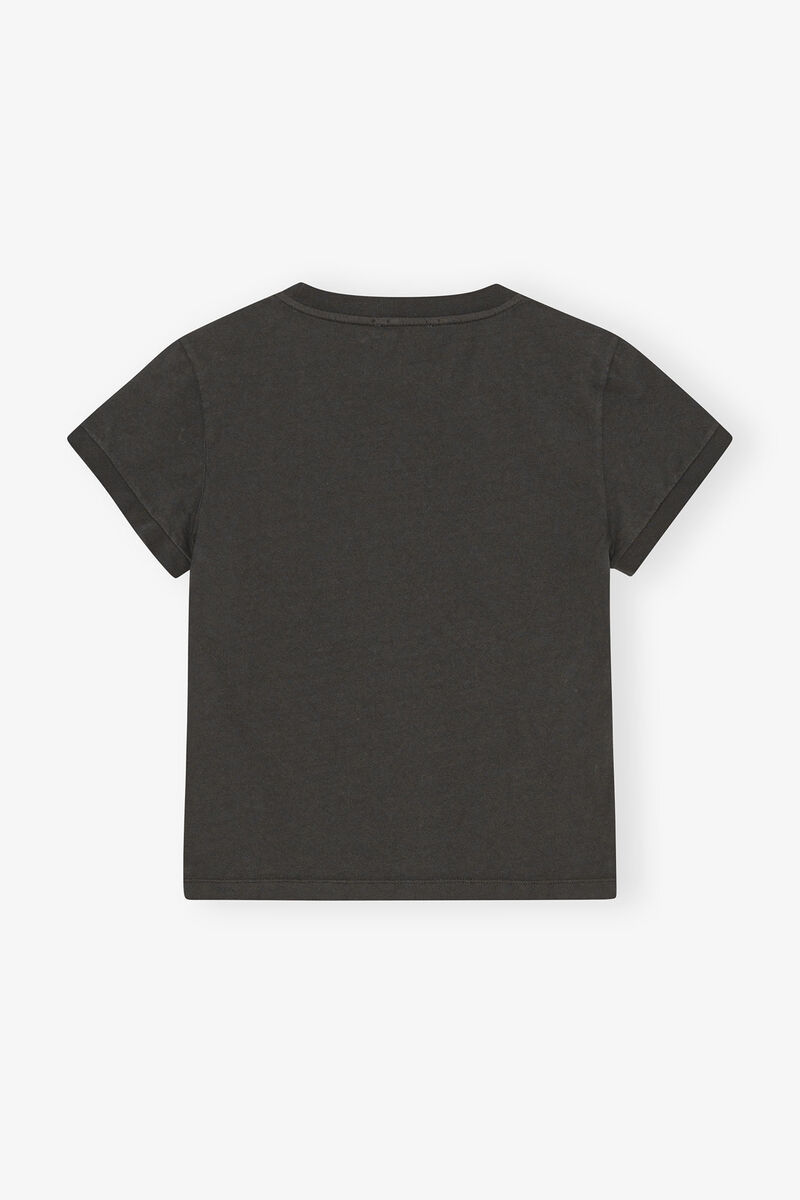 Ganni Women Black T-shirt With Round Neck And Maxi Logo On The Front In Cotton Woman In Blue