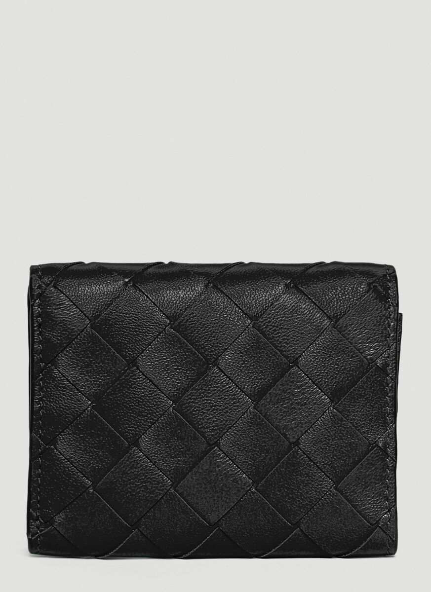 Bottega Veneta Intrecciato Tri-fold Wallet In Black