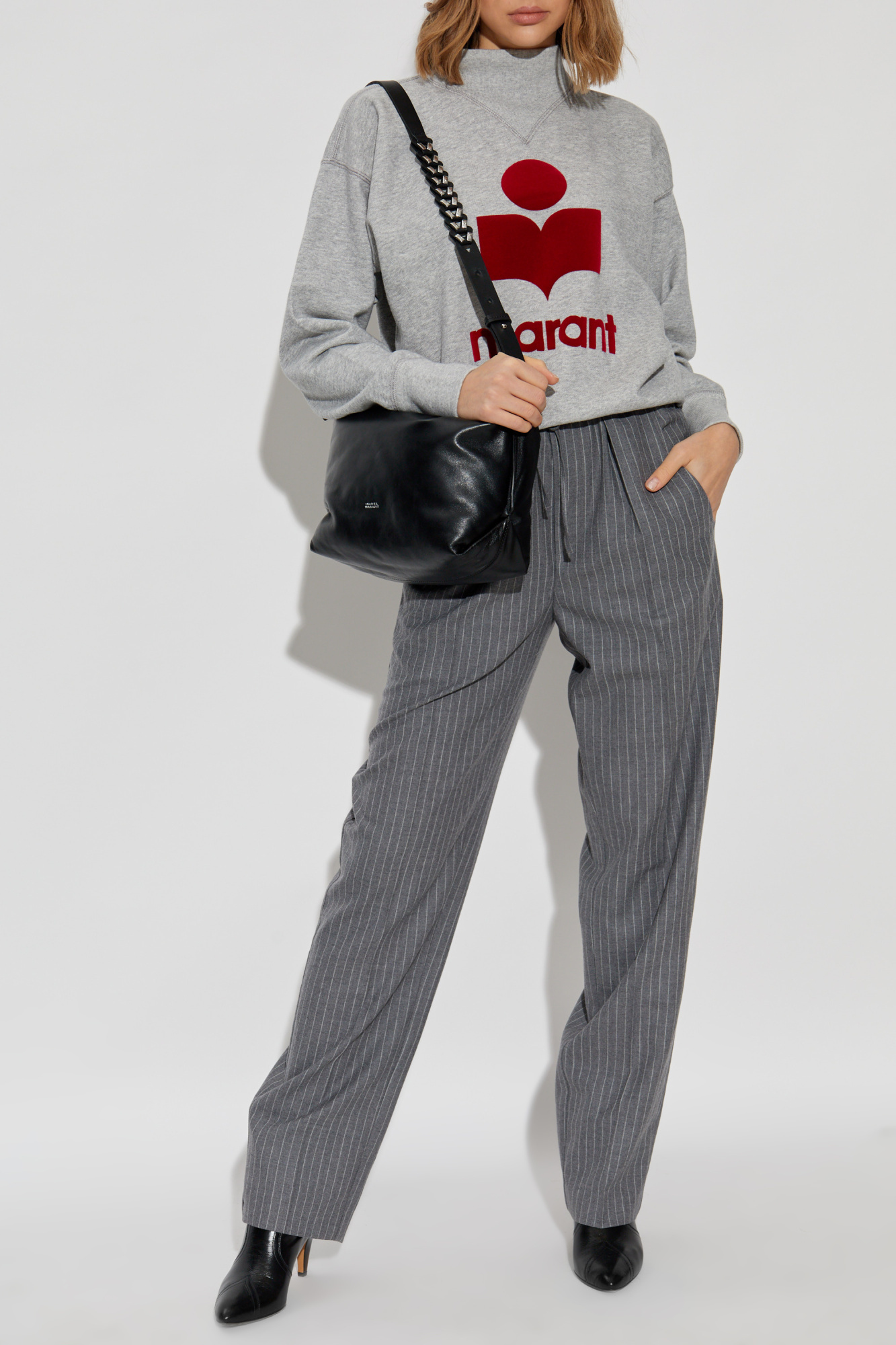 Isabel Marant Striped Casual Pants In Black