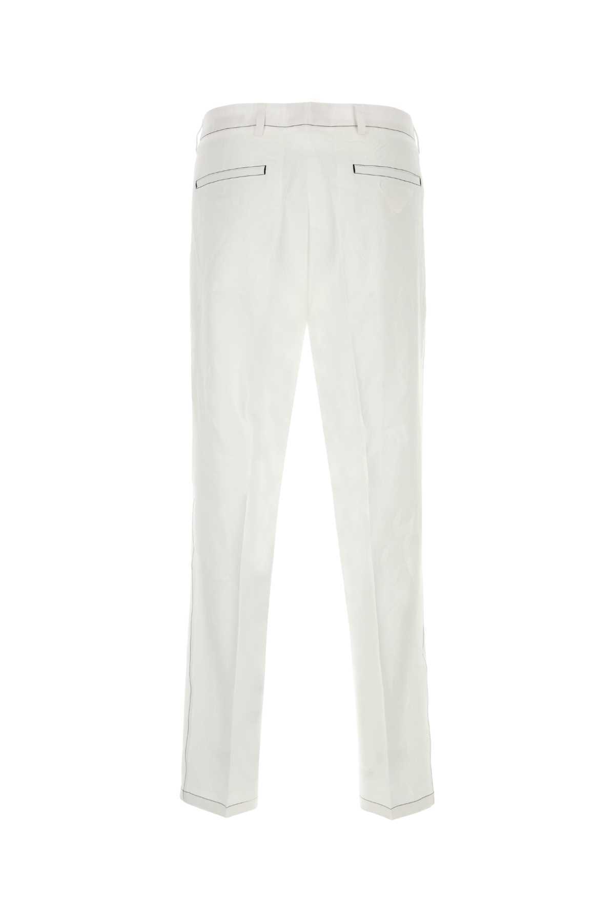 Prada Linen Trousers With Back Welt Pockets In White