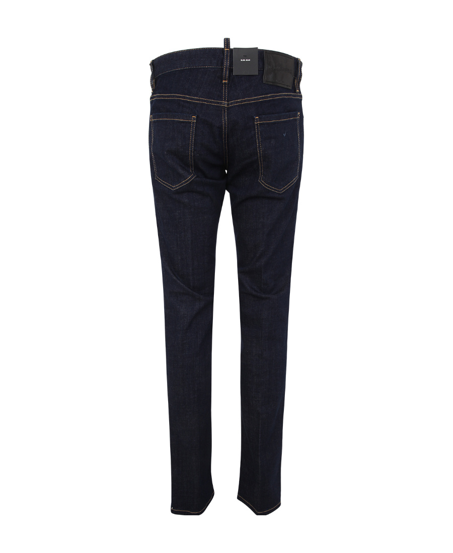 Dsquared2 Blue Jeans With Contrast Stitching And Logo Patch On The Back In Denim Man In Black