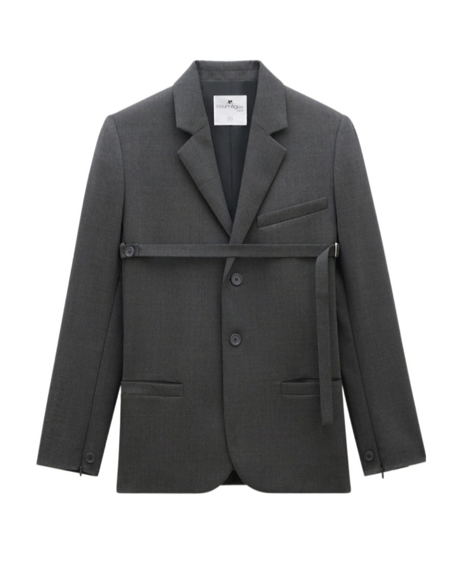 Shop Courrèges Tailored Belted Blazer In Black