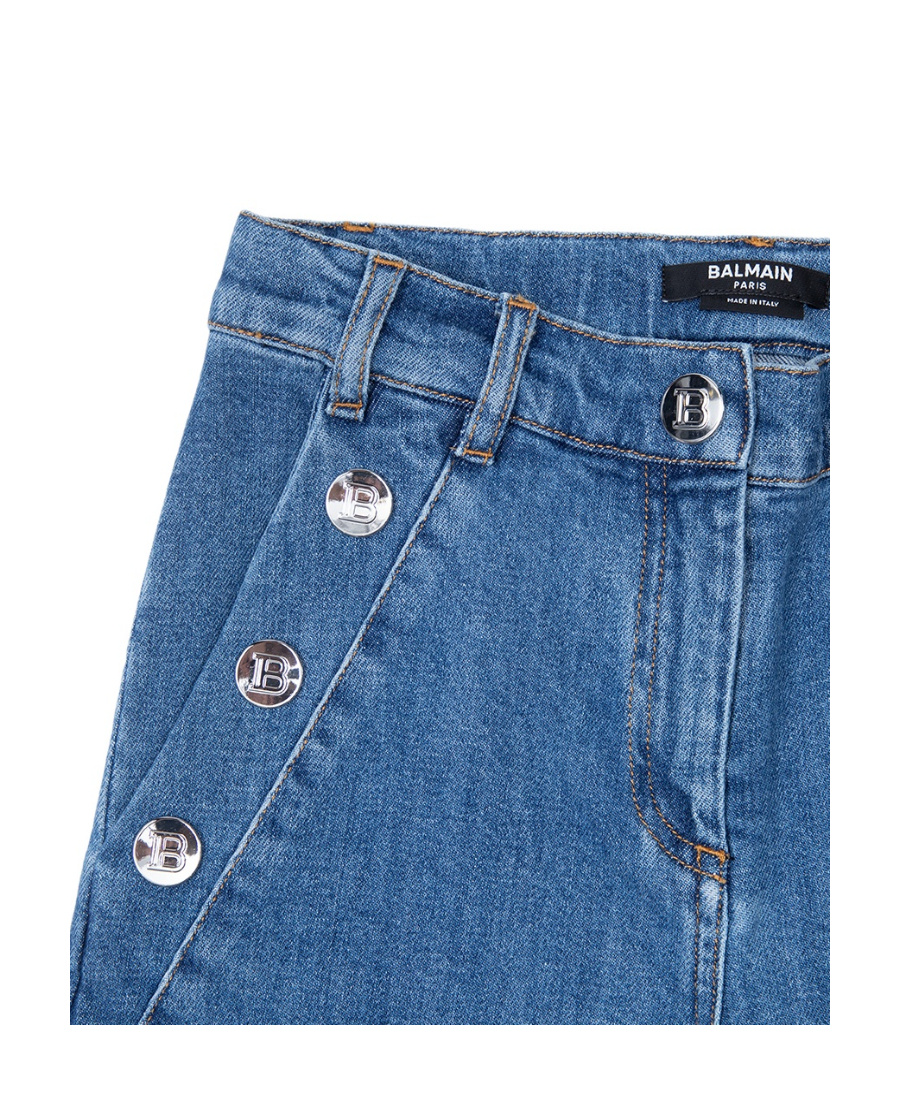 Balmain Double-buttoned Denim Shorts In Blue