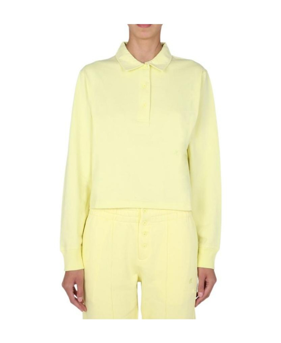 Helmut Lang Polo Shirt With Embroidered Logo In Yellow