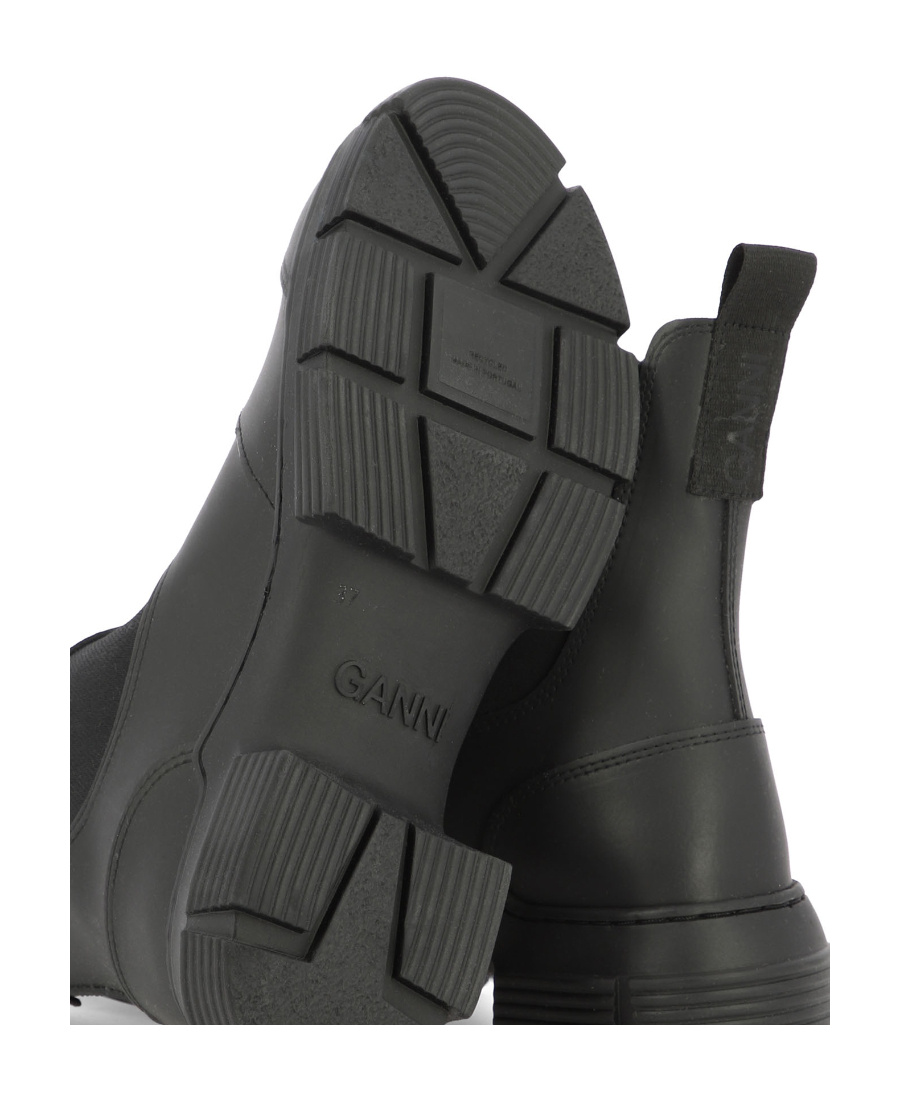 Shop Ganni Black Rubber City Boots