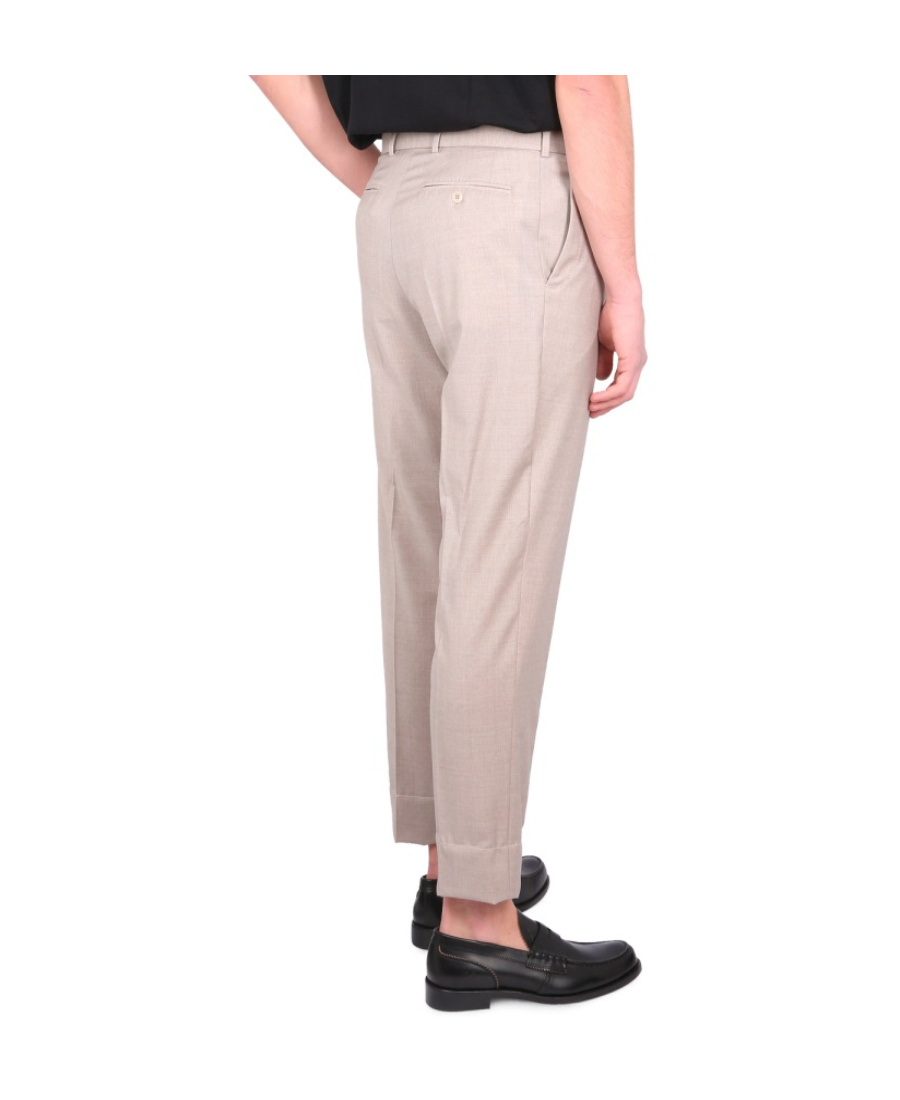 Brioni Cuffed Hem Pleated Front Trousers In Nude