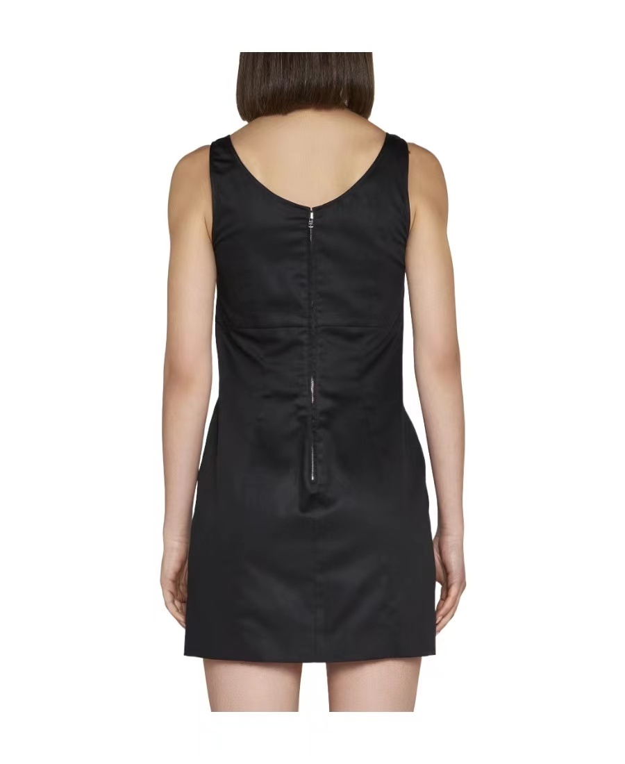 Prada Logo-plaque Sleeveless Dress In Black