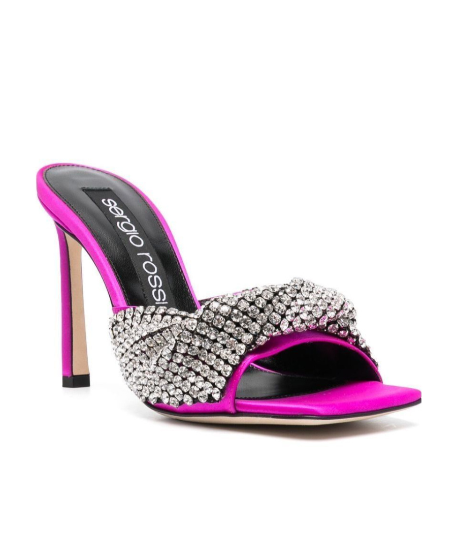 Sergio Rossi Sr Tyra 95 Crystal-embellished Satin Mules In Multicolor