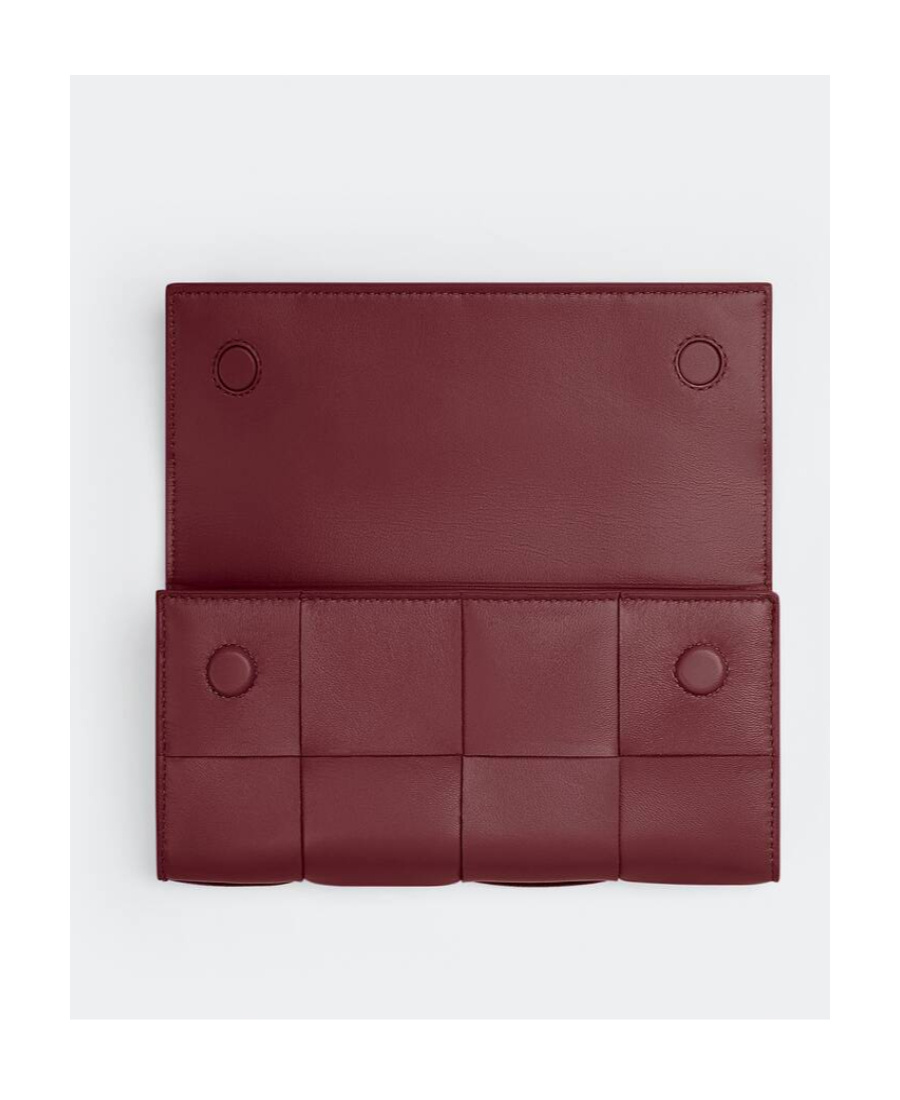 Bottega Veneta Intrecciato Flap Wallet In Red