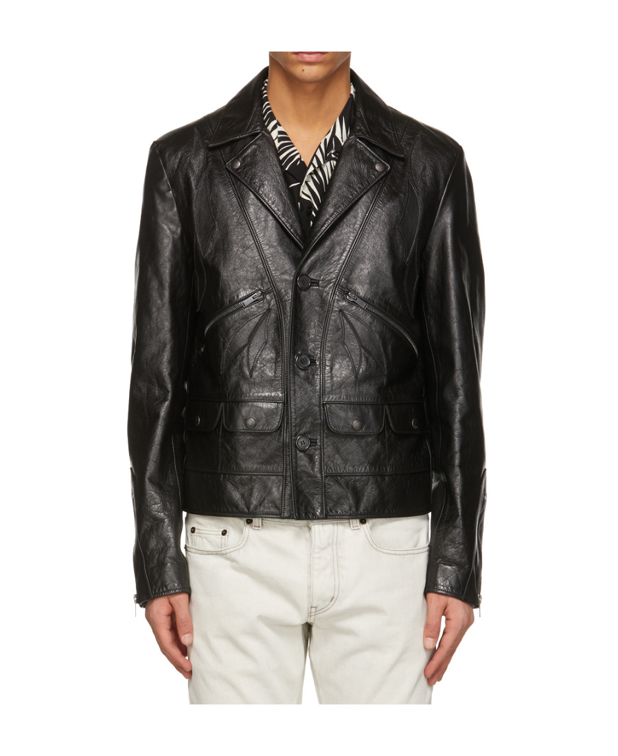 Saint Laurent Black Application Casual Jacket In Black