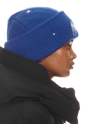 Off-white Embroidered Wool Beanie In Blue