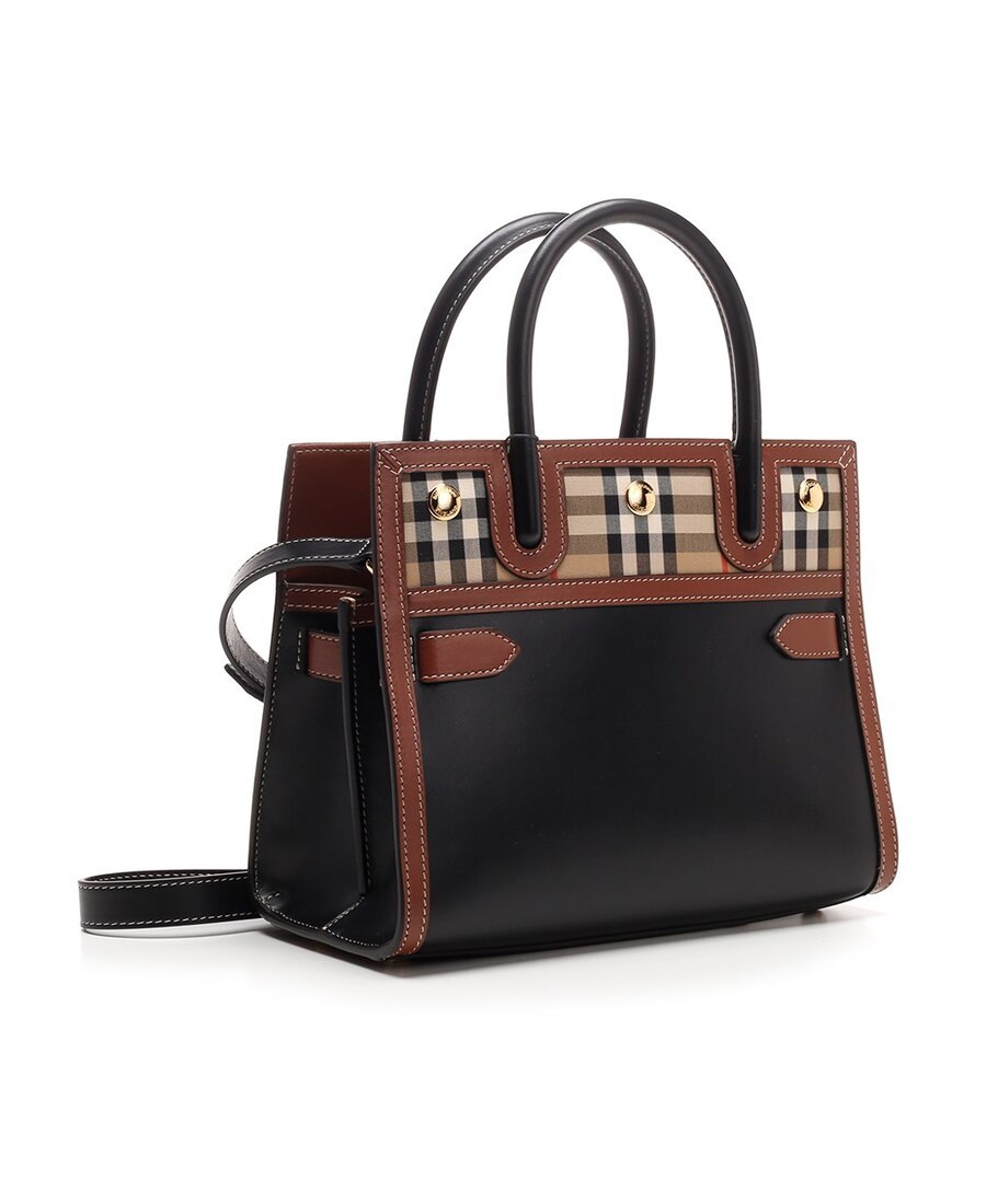 Burberry Mini Two-handle Title Bag In Black