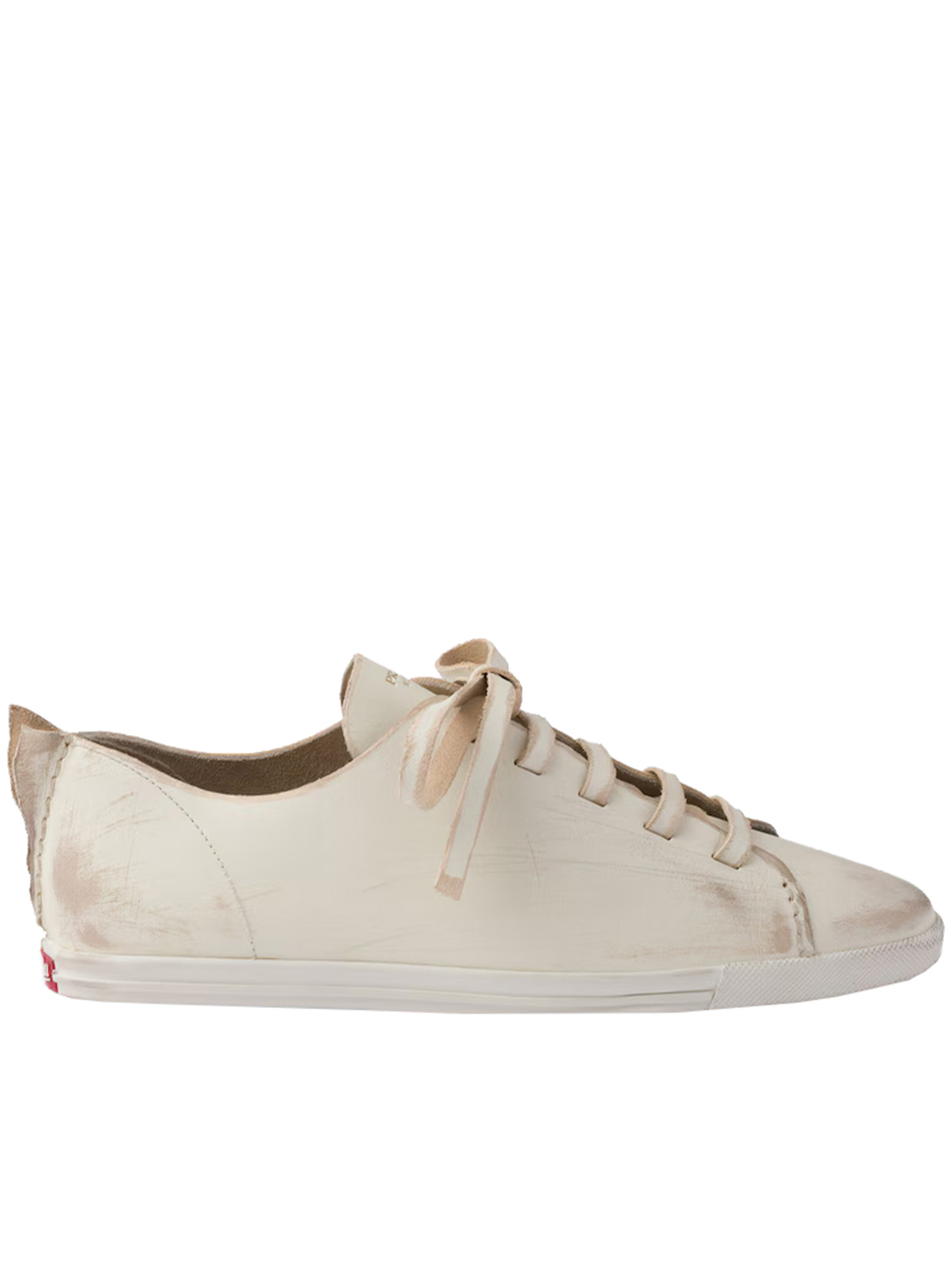 Prada Lace-up Distressed Low-top Sneakers In Neutral