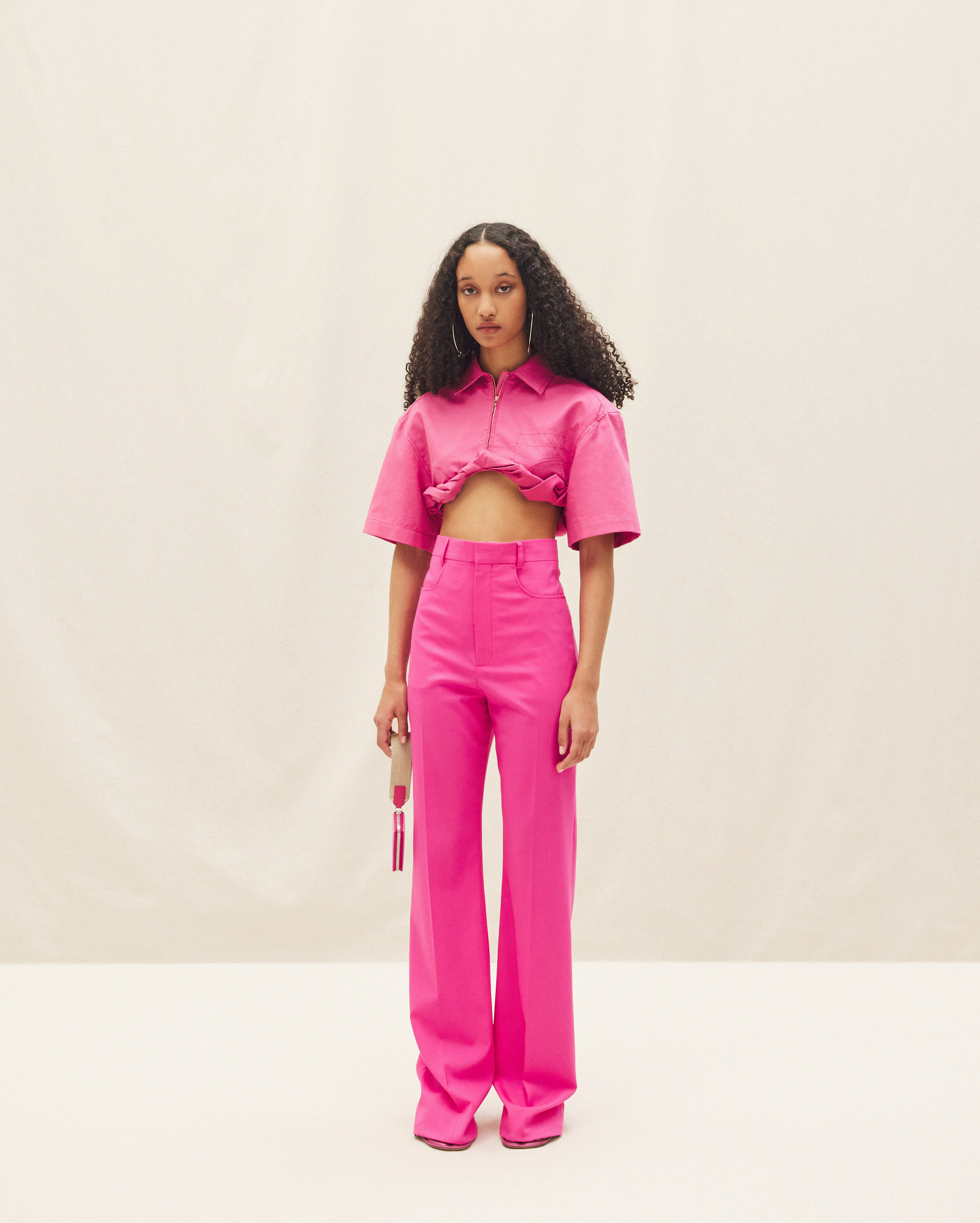 Jacquemus Wool Horn Casual Trousers In Pink