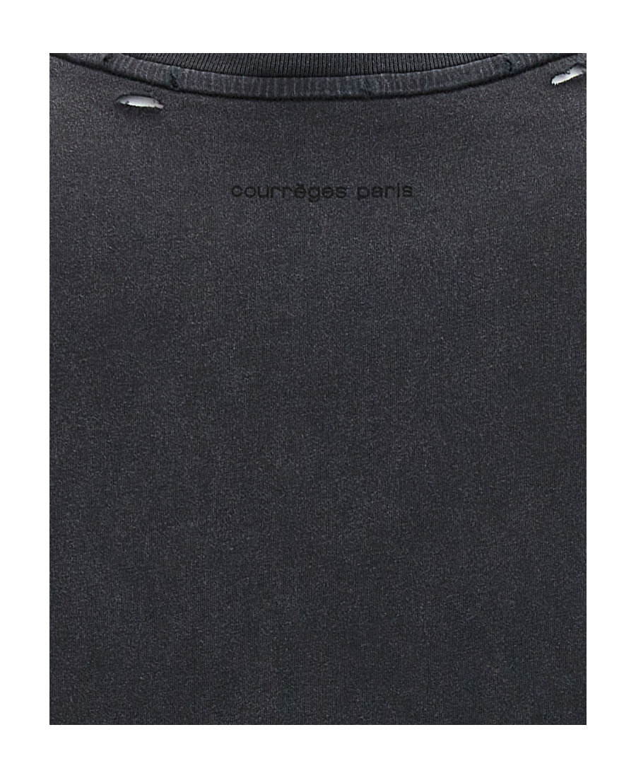 Shop Courrèges Ac Destroyed Cotton T-shir In Black