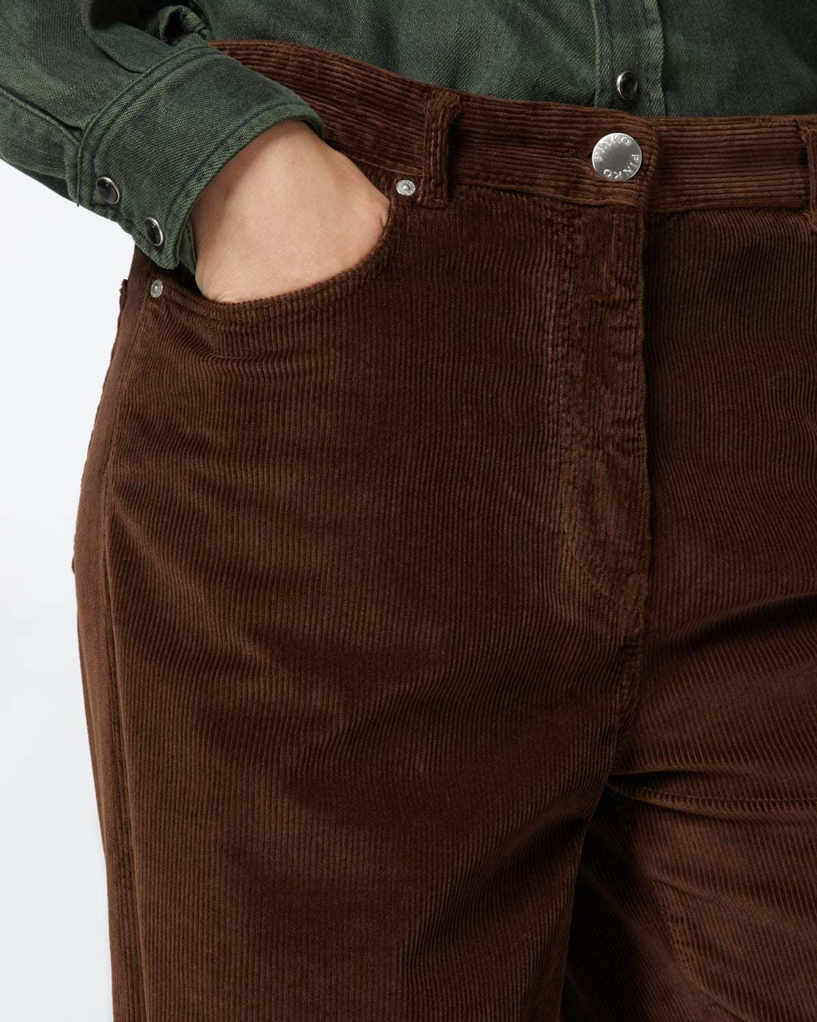 Pinko Corduroy Flared Trousers In Brown
