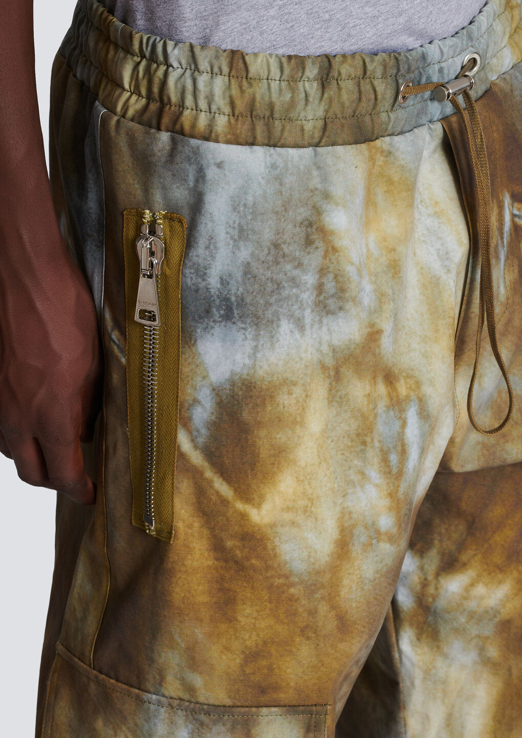 BALMAIN DESERT PRINT COTTON CARGO TROUSERS