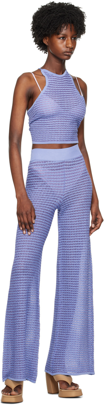 Remain Birger Christensen Striped Elastic Waist Casual Pants In Blue
