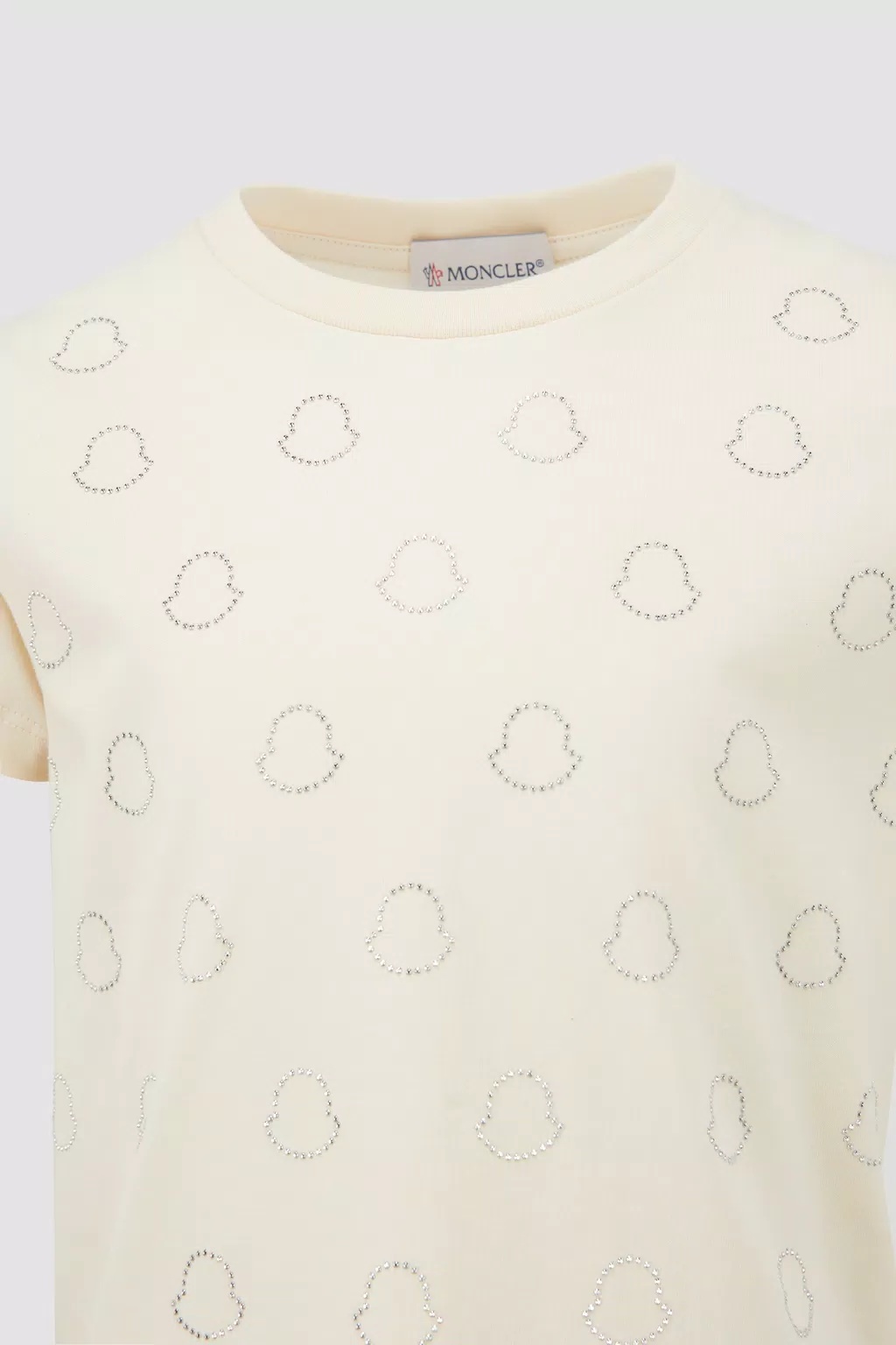 Moncler Crystal Logo T-shirt In Nude