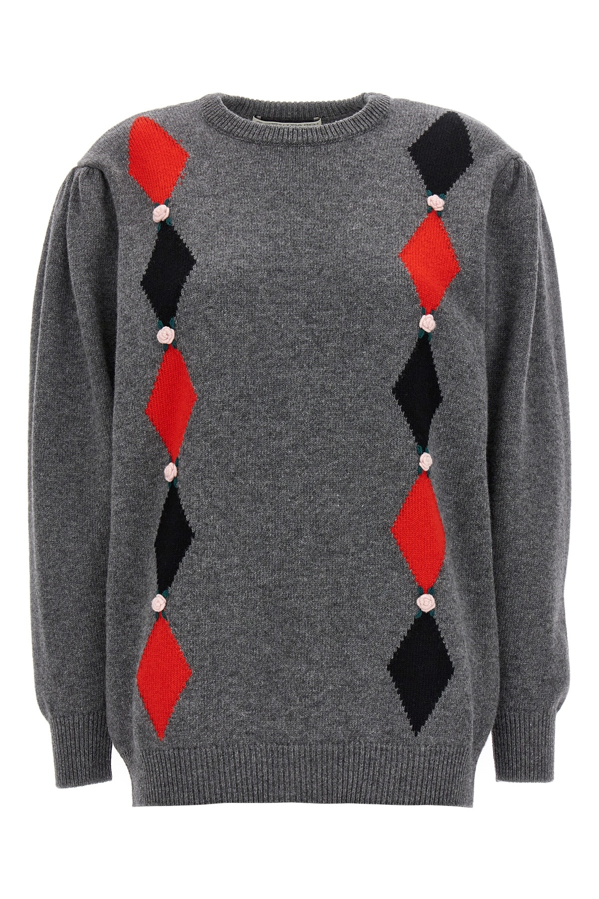 Shop Alessandra Rich Intarsia-patterned Wool Jumper In Black