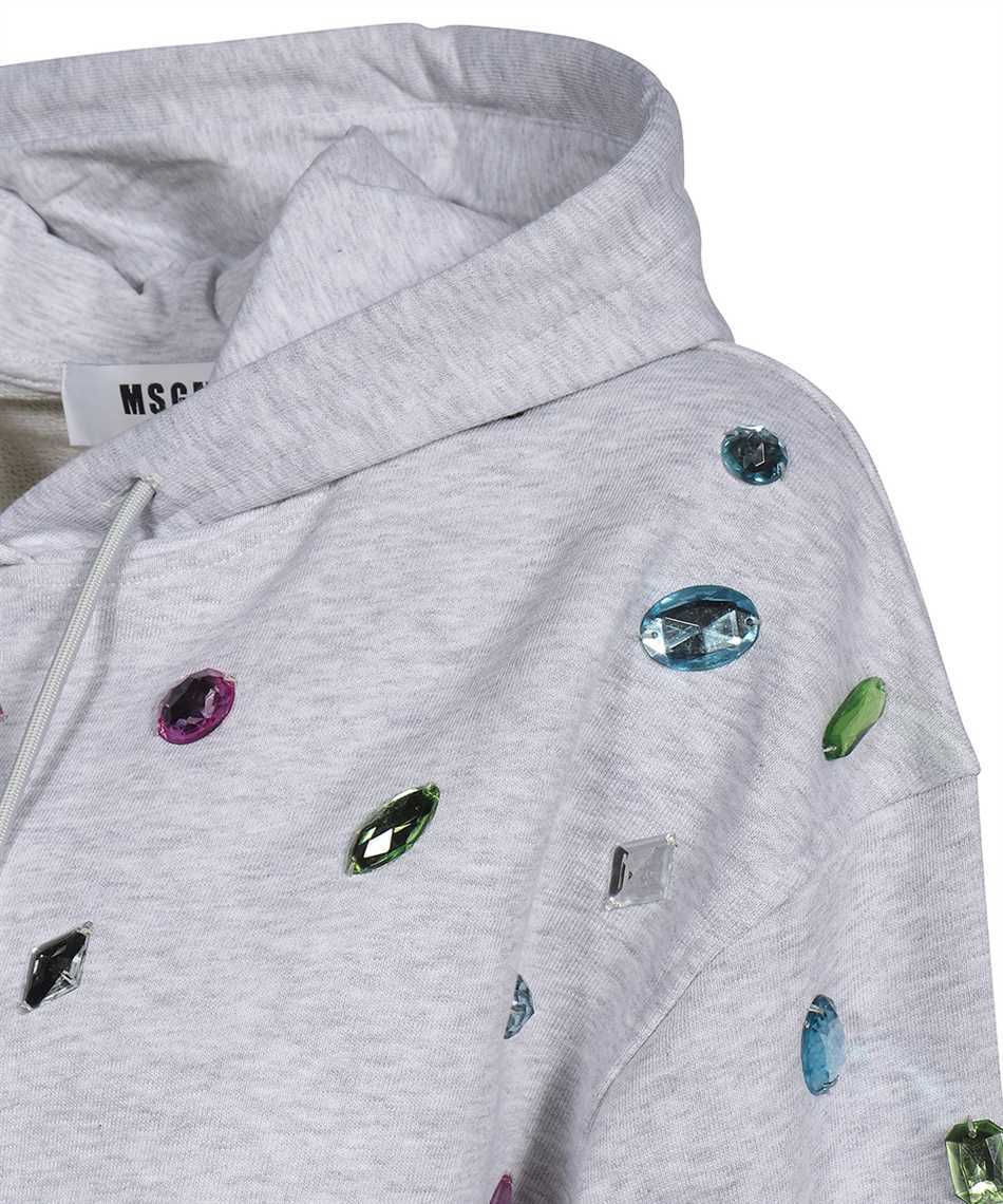 Msgm Crystal-embellished Hoodie In White