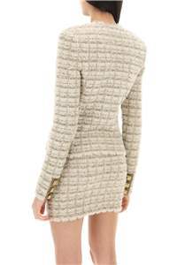 Balmain Tweed Zip-up Jacket In Nude
