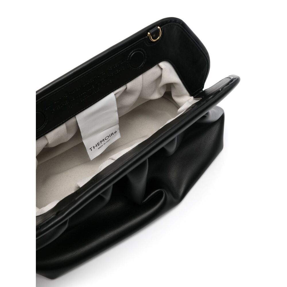 Themoirè Gathered Pleated Rectangular Clutch Bag In Black