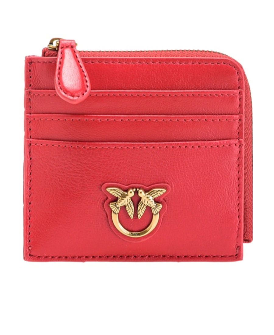 Pinko Logo Plaque Zipped Around Wallet In Red