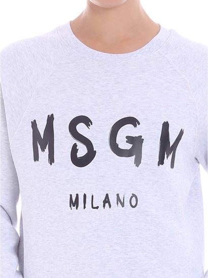 Msgm Sweatshirt With Brushed Logo Print In White