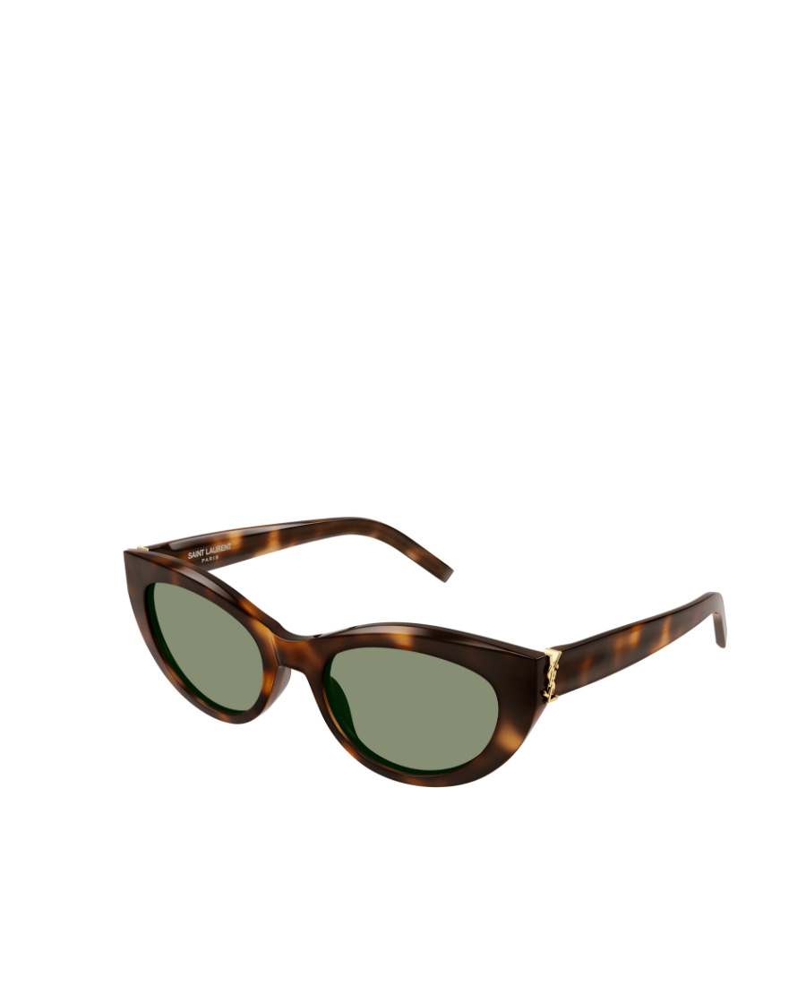 Saint Laurent Tortoiseshell Logo-plaque Sunglasses In Black