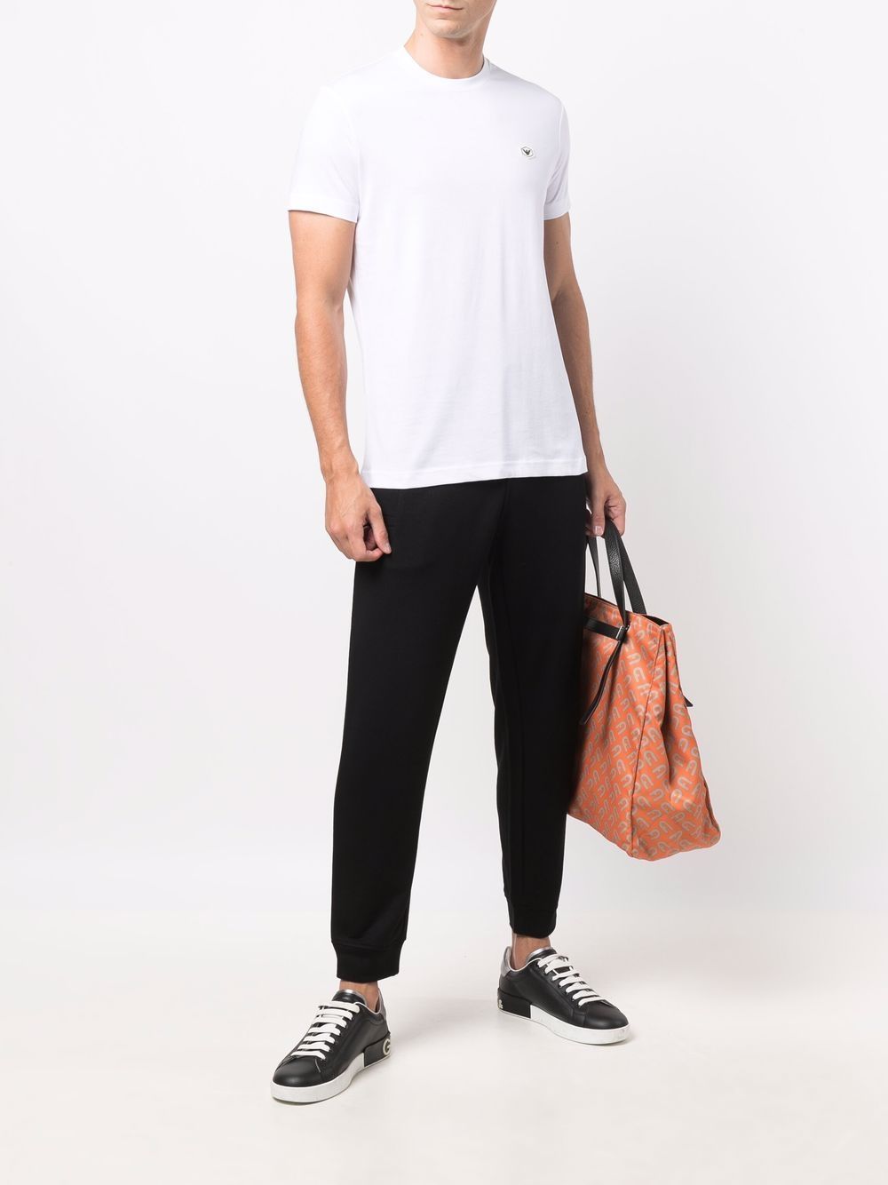 Emporio Armani Logo-embroidered Stretch-cotton Track Pants In Black