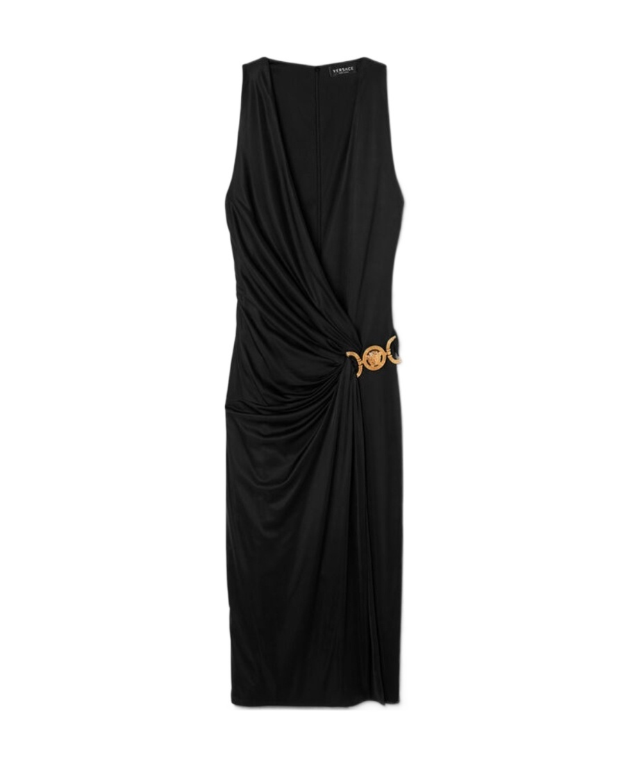 Versace Medusa '95 Black Midi Dress In Black