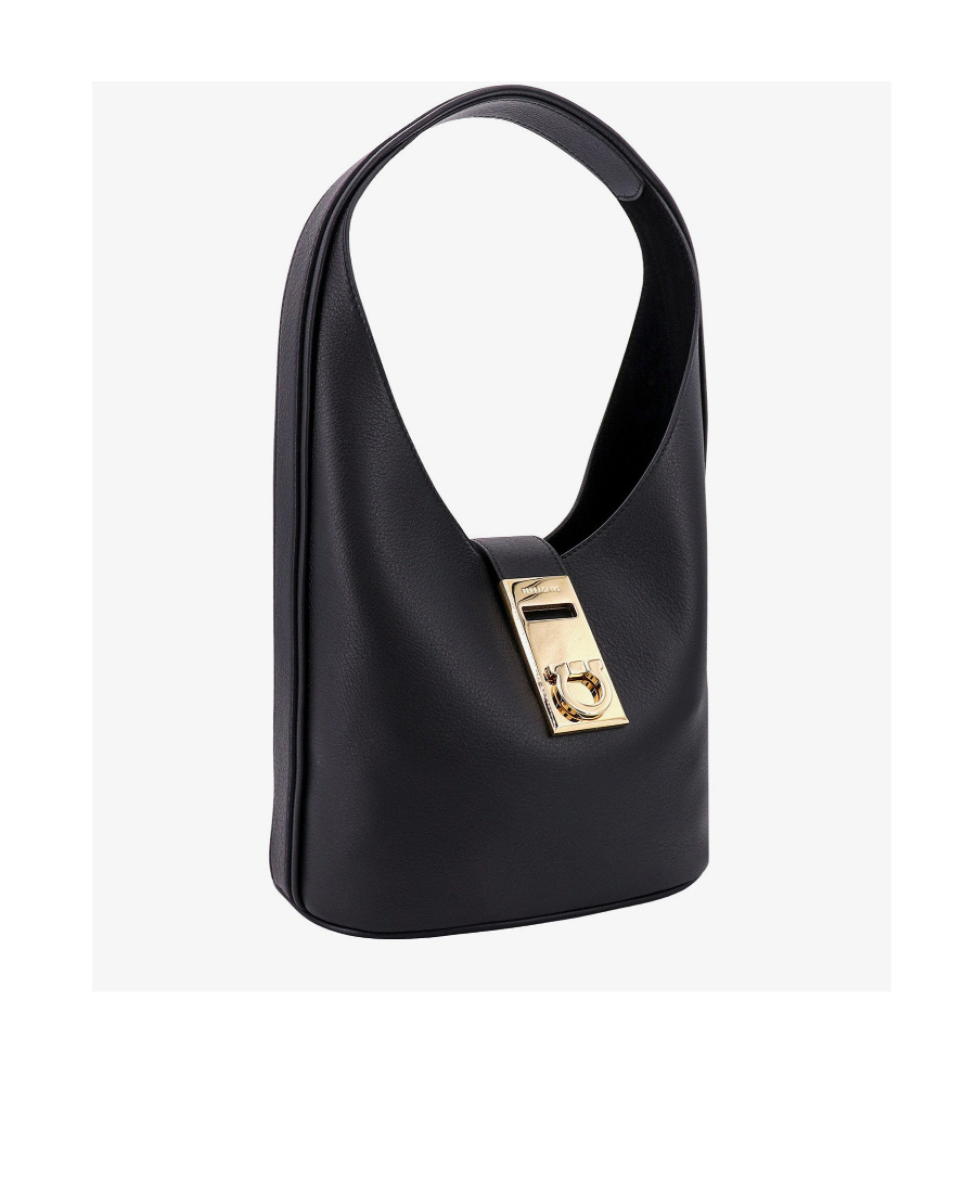 Shop Ferragamo Logo Shoulder Bag In Black