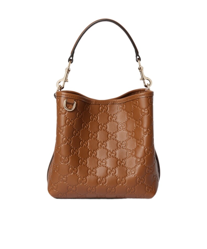 Gucci Gg Emblem Small Bucket Bag In Brown