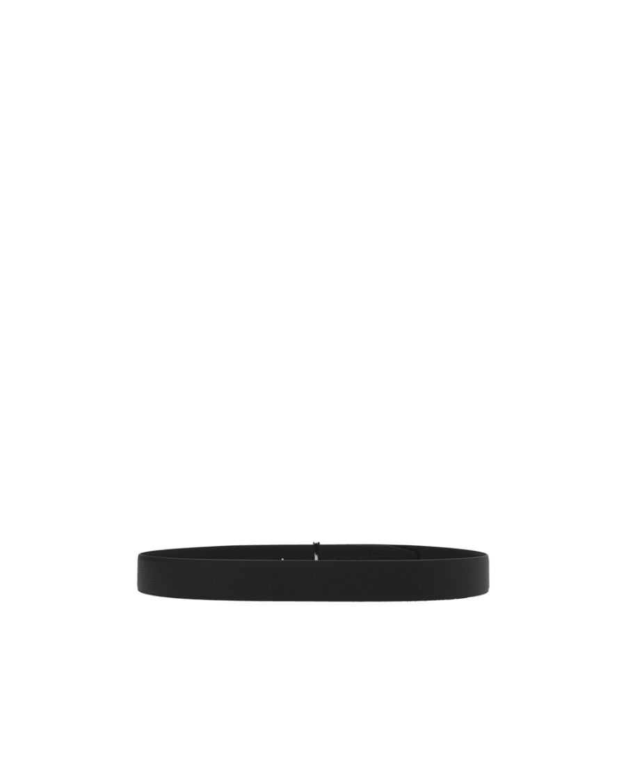 Tom Ford Logo Buckle Grained Leather Belt In Black