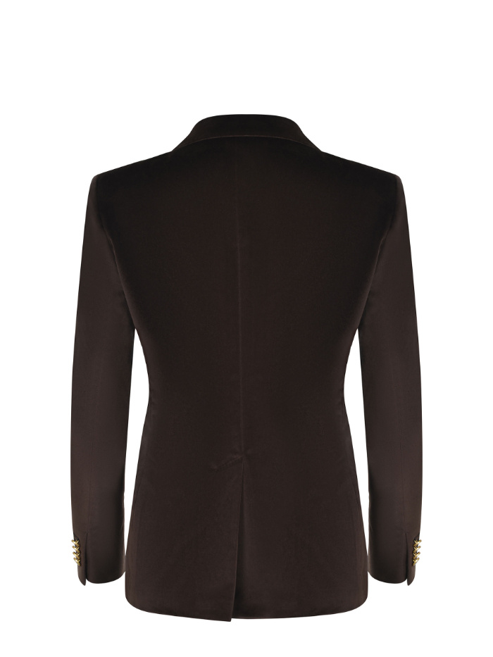 Tagliatore Double-breasted Velvet Effect Blazer In Brown