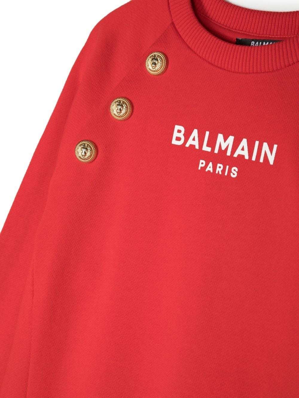 BALMAIN BUTTON-EMBELLISHED SWEATSHIRT DRESS 