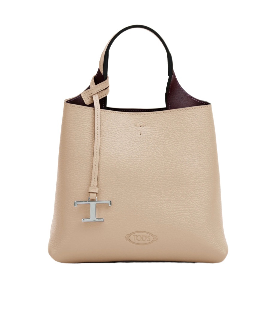 Tod's Beige Leather Handle Bag In Hazel