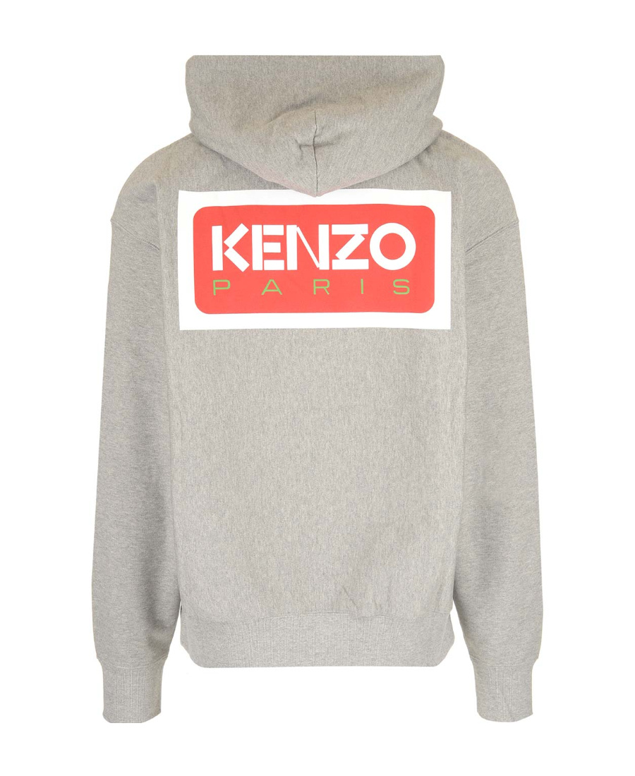 Kenzo Logo-print Cotton Hoodie In Gray