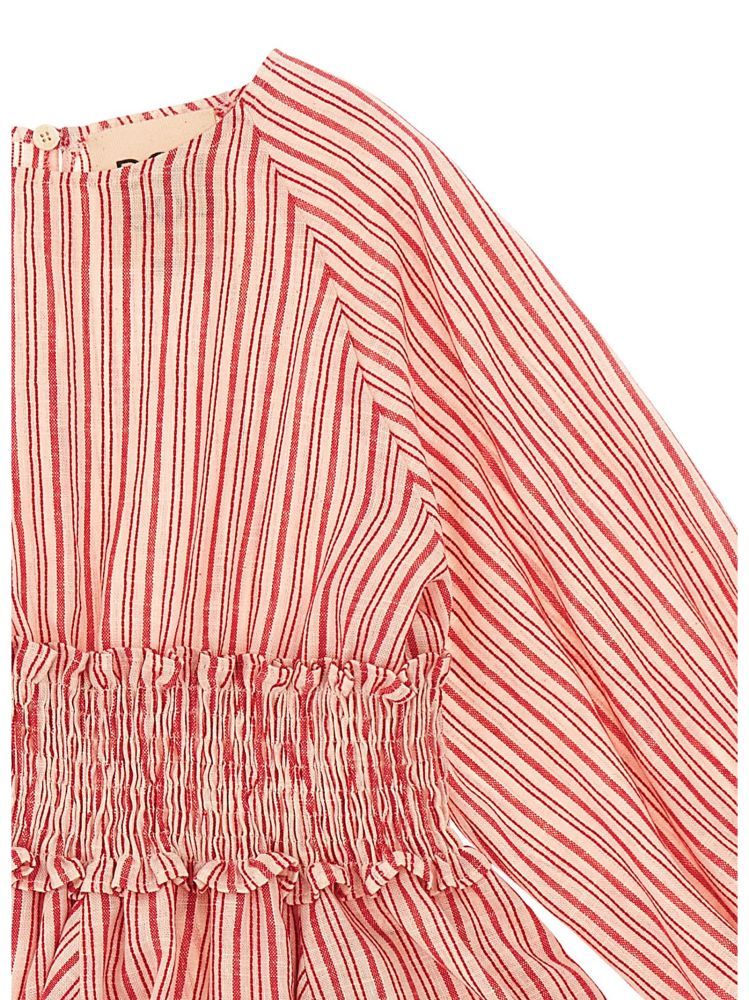 Douuod Smocked-waist Striped Dress In Pink