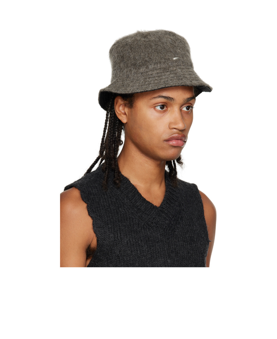 Our Legacy Logo-plaque Brushed-finish Bucket Hat In Black