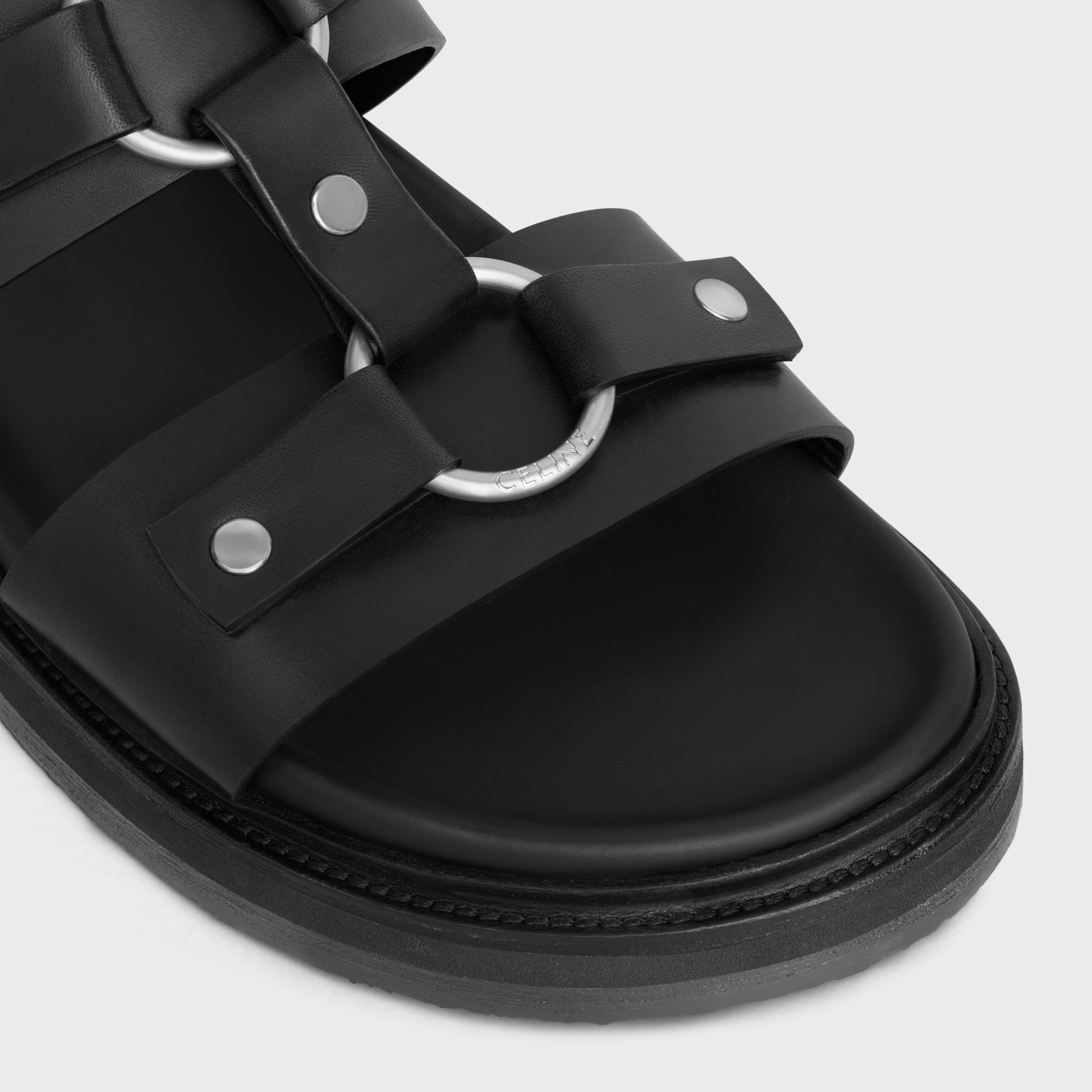 Celine Tippi-vegetable Tanned Slippers In Black