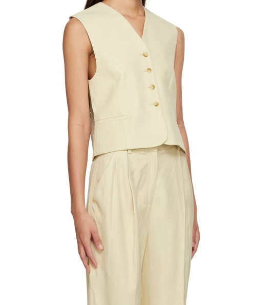 Loulou Studio Short-sleeved V-neck Vest In Neutral