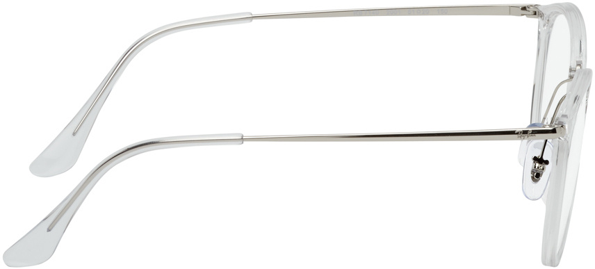Ray Ban Transparent Geometric Frame Flat Mirror In White