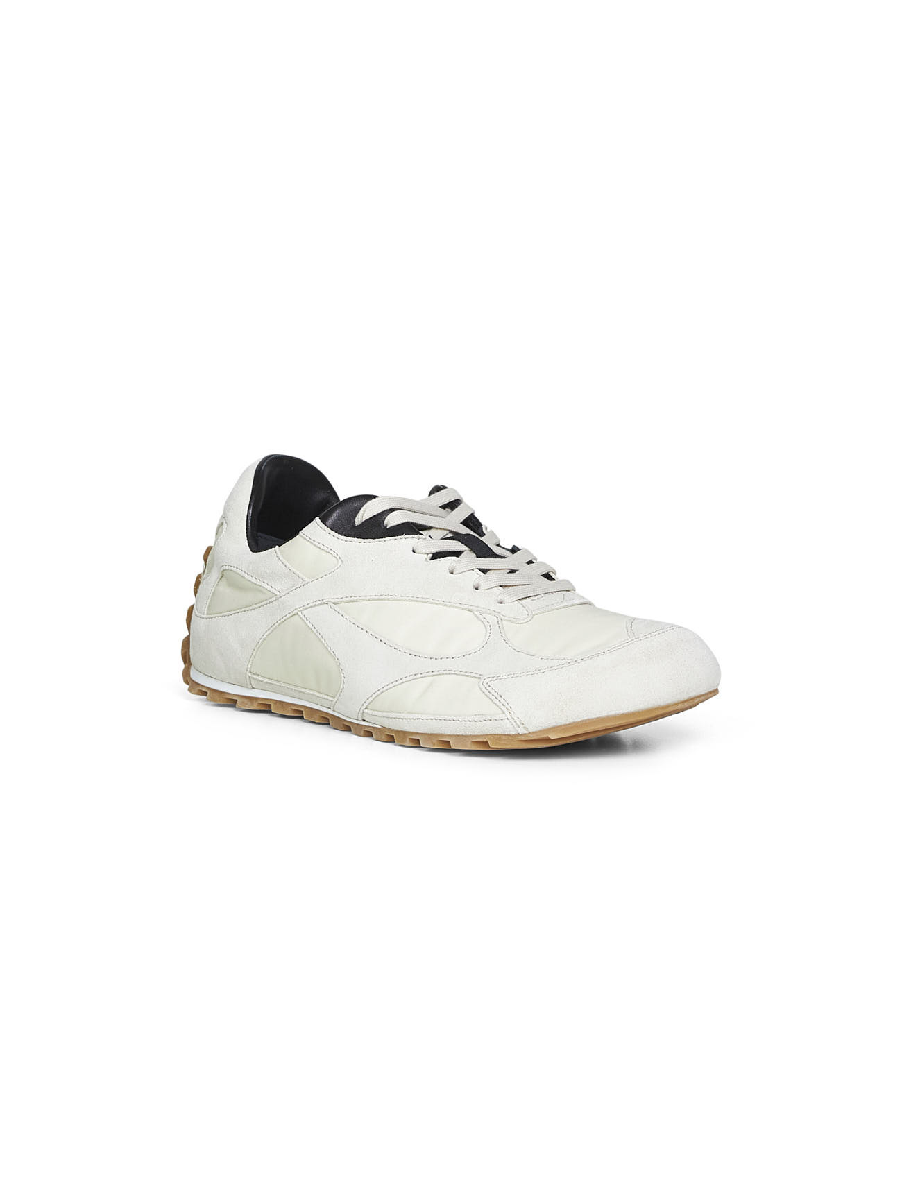 Bottega Veneta Men Sea Salt Suede And Nylon Orbit Flash Sneakers In White