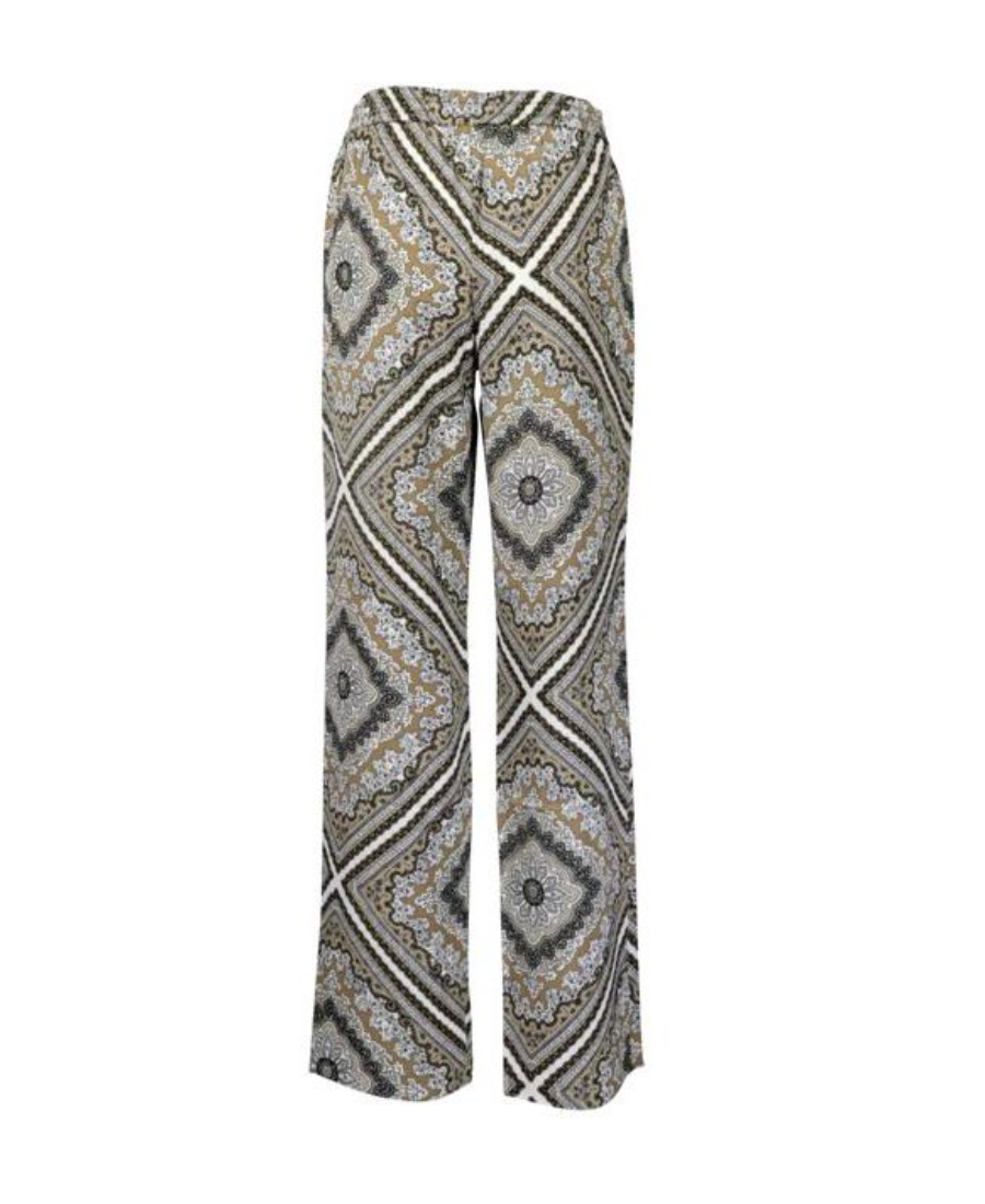 Michael Kors Badge Scarf Pattern Wide-leg Pants In Gray